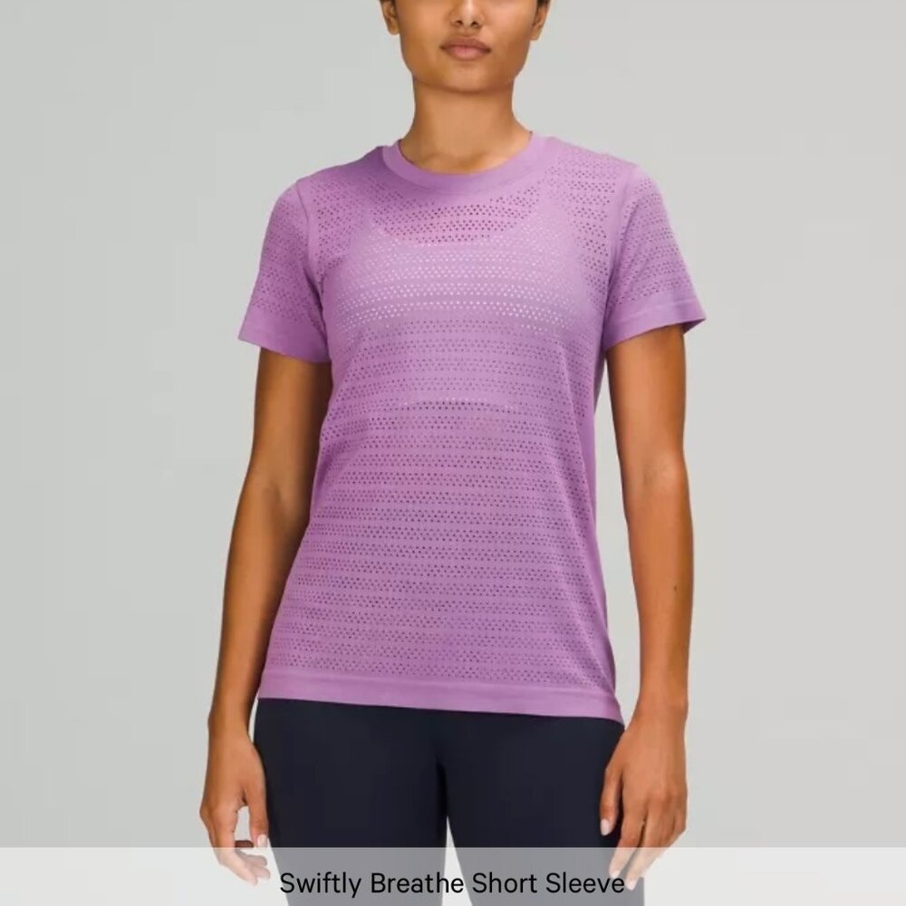 Lululemon Swiftly Breathe Wisteria Purple Short Sleeve Shirt Small 4 Activewear